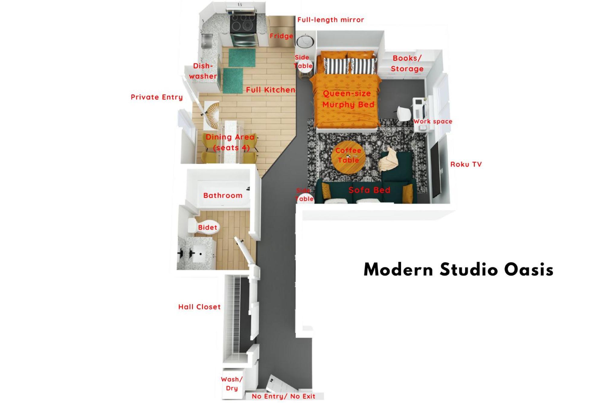 Bright & Cozy Modern Studio, Fast Wifi, Quiet, Walkable To Of *